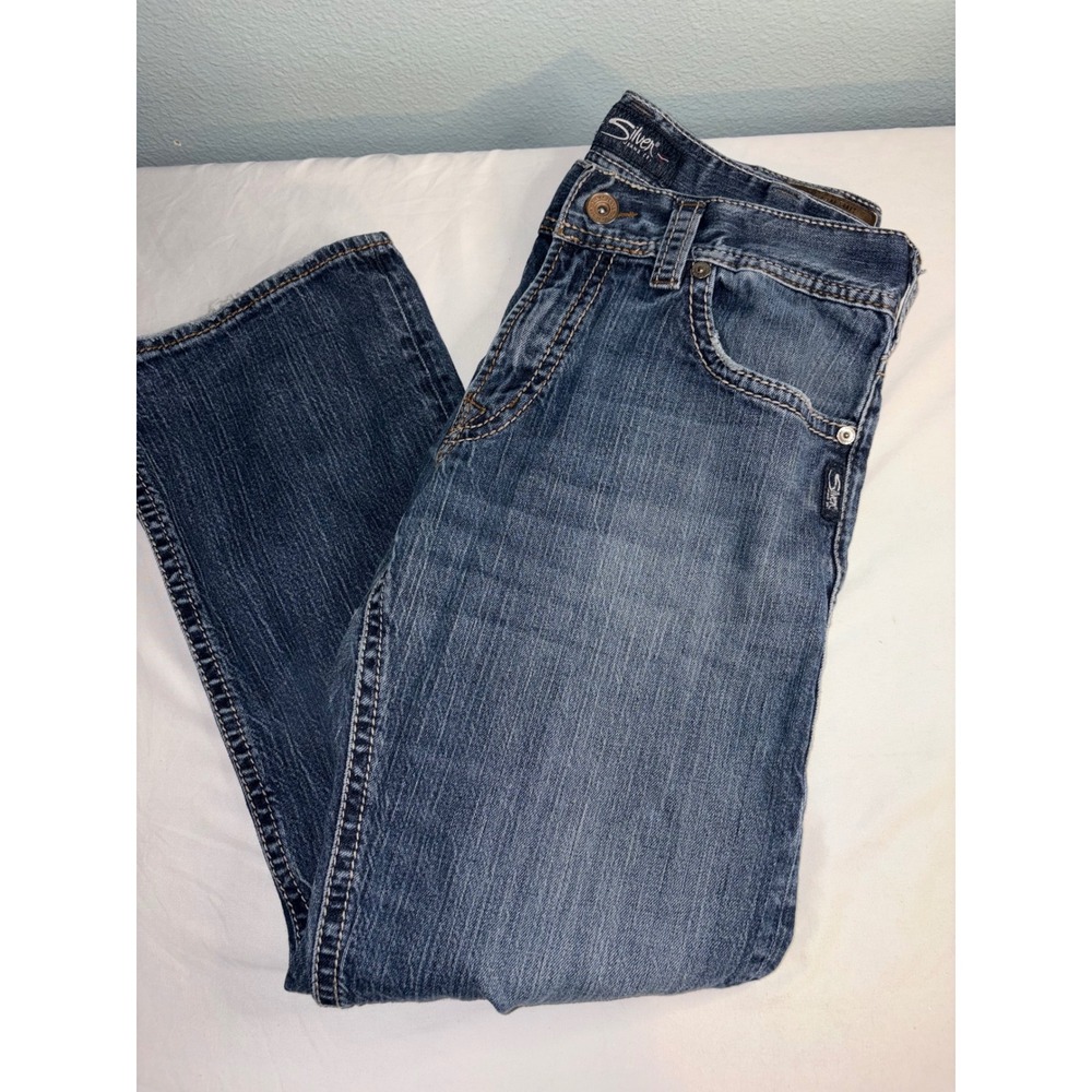 Silver Jeans Co Zac Relaxed Fit Straight Leg Blue Denim Jeans M4408SDA495 34x30